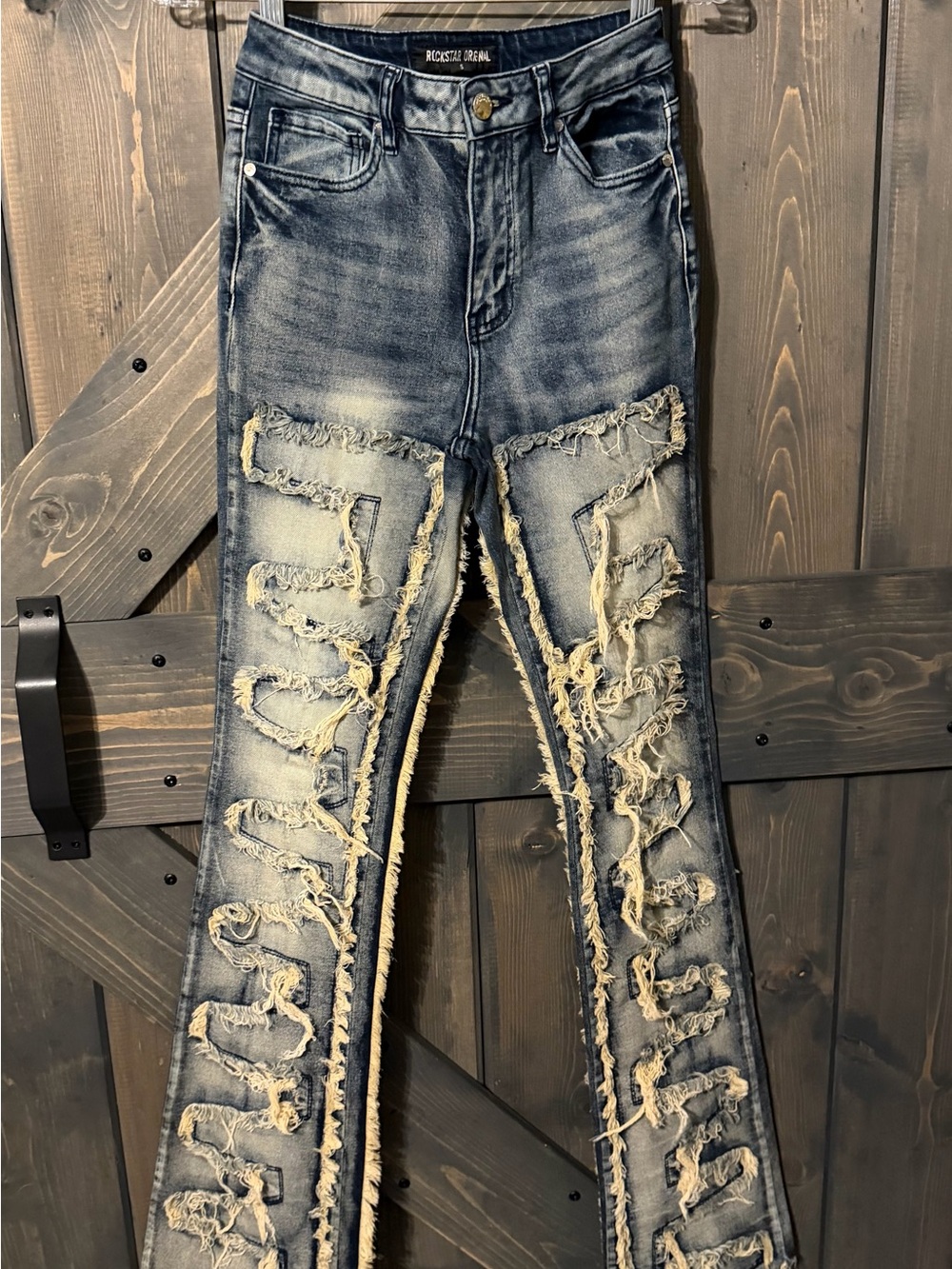 Rockstar Original Zariyah Stacked Tinted Dark wash Flare Jeans